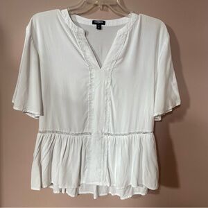 Express White Short Sleeve Blouse